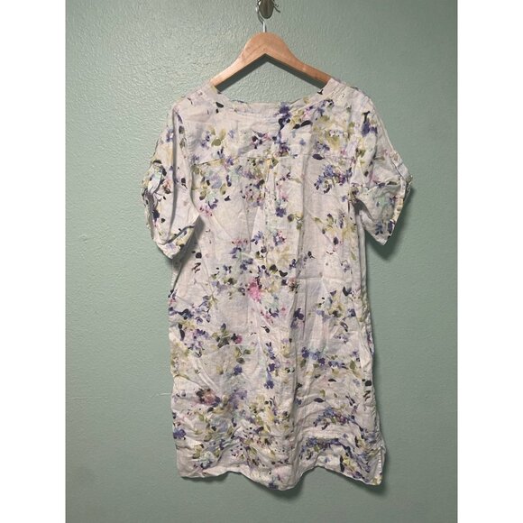 J Jill Women's Floral 100% Linen Midi Dress Size Large Missy - Picture 2 of 9